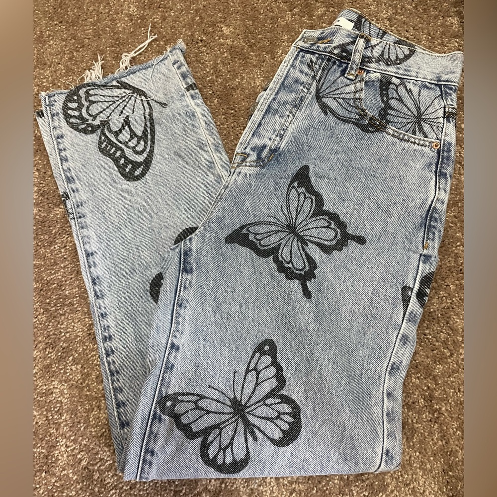 PacSun Eco Butterfly High Waisted Straight Leg Jeans